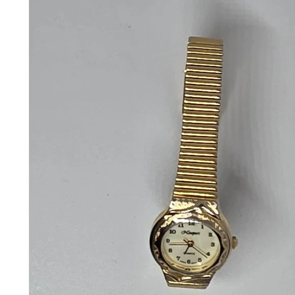 Newport Quartz Women's Gold Tone Expandable Stretch Band Dress Watch - Picture 2 of 3